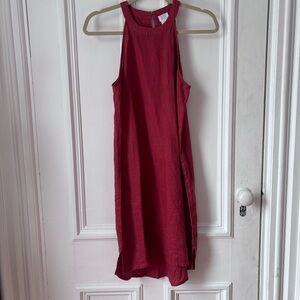 Women’s Sigrid Olsen 100% Linen Shift Dress Back Button Sleeveless Rust Small